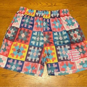 Eric Emanual Colorful Patchwork Crochet Mens Shorts